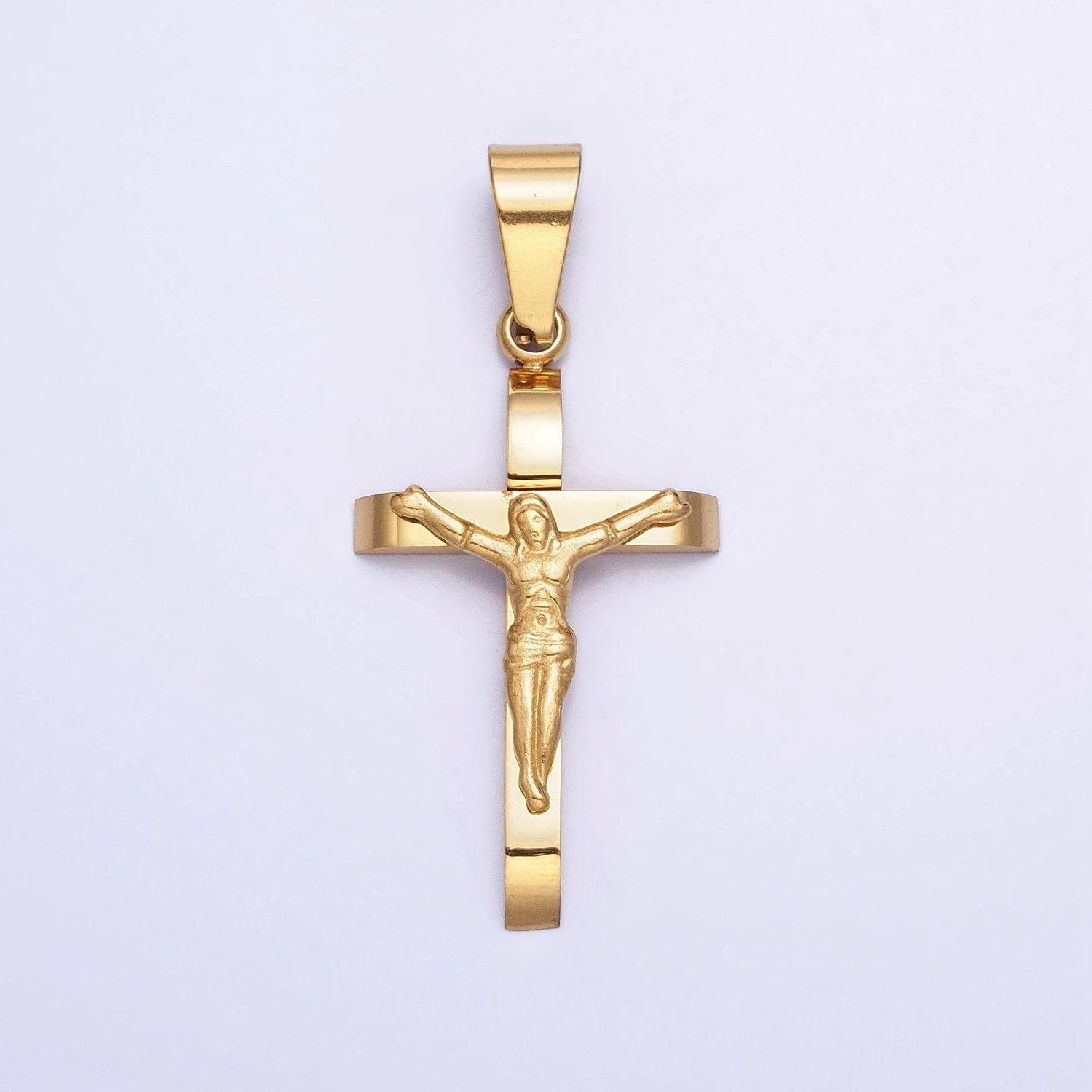Crucifix cross pendant in 24k gold filled jesus in the cross medallion for religious unisex jewelry making p-1114
