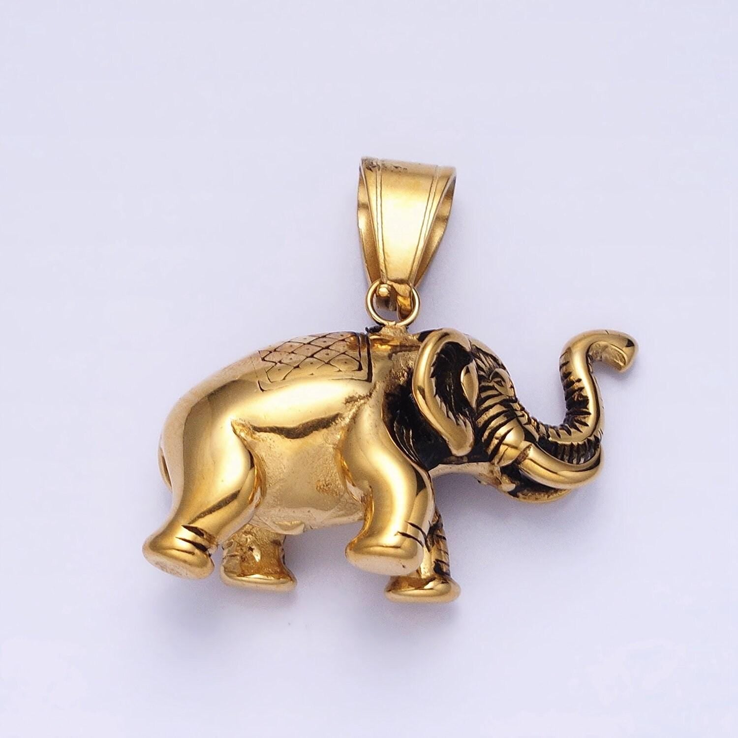 Dainty stainless steel elephant charm silver wild animal safari charm | p-1110