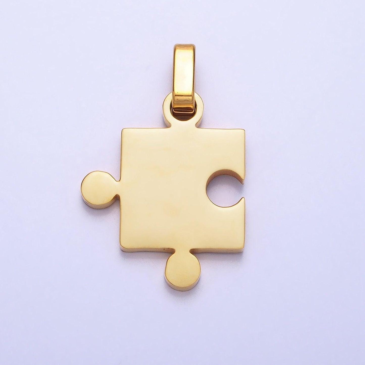 Stainless steel two puzzle pieces pendant in silver & gold autism awareness jewelry inspired | p-1109