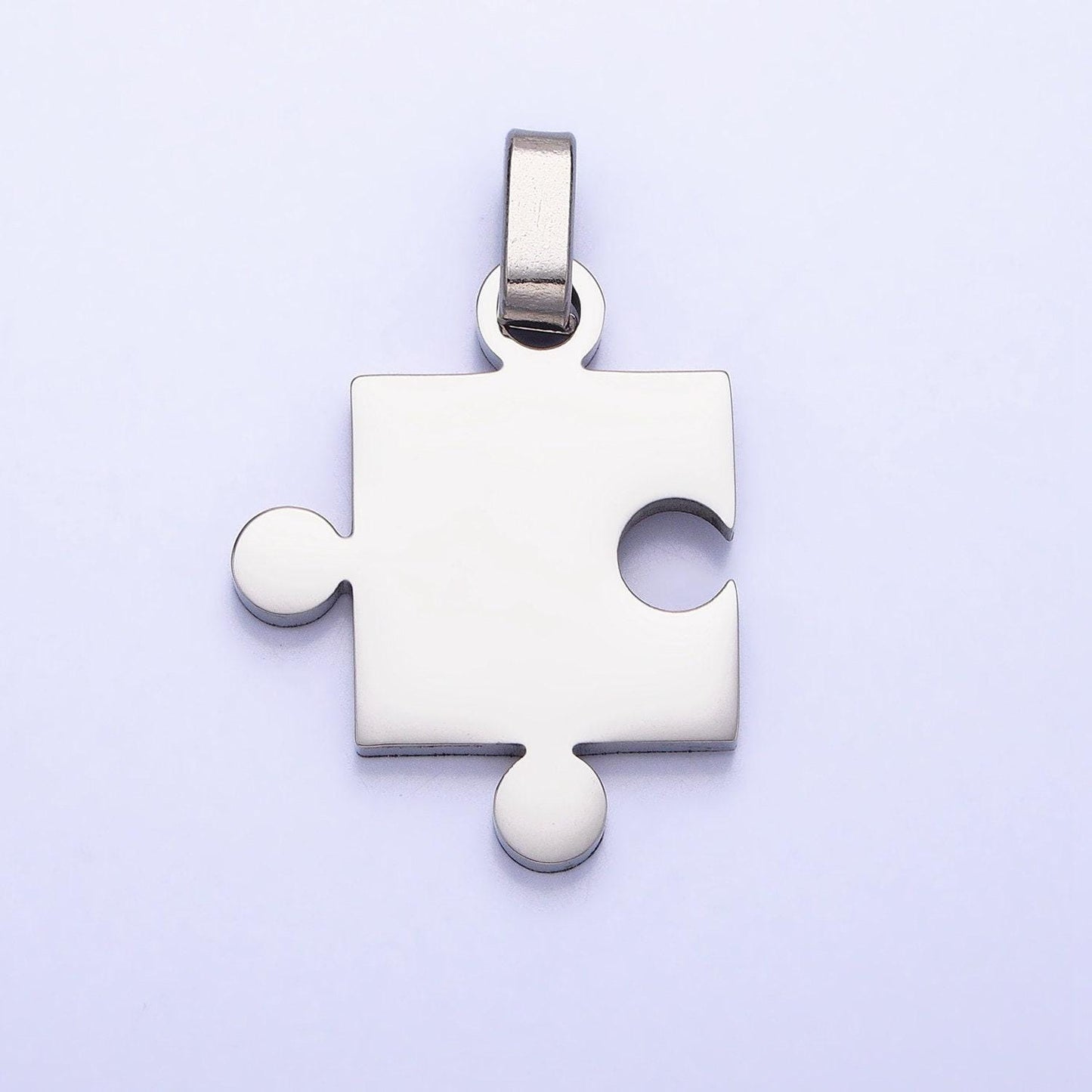 Stainless steel two puzzle pieces pendant in silver & gold autism awareness jewelry inspired | p-1109