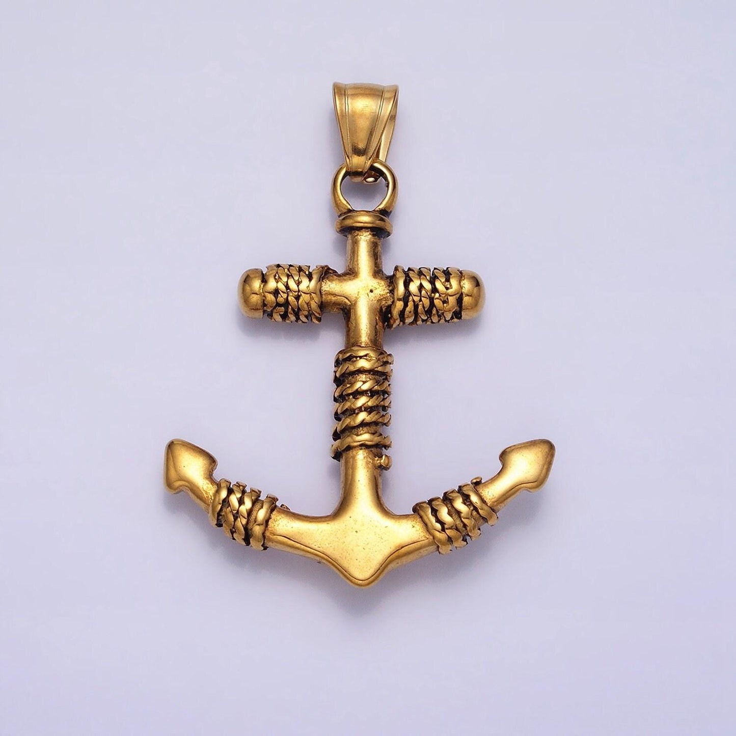Mens necklace anchor charm pendant in stainless steel hard heavy weight jewelry for men necklace p-1105