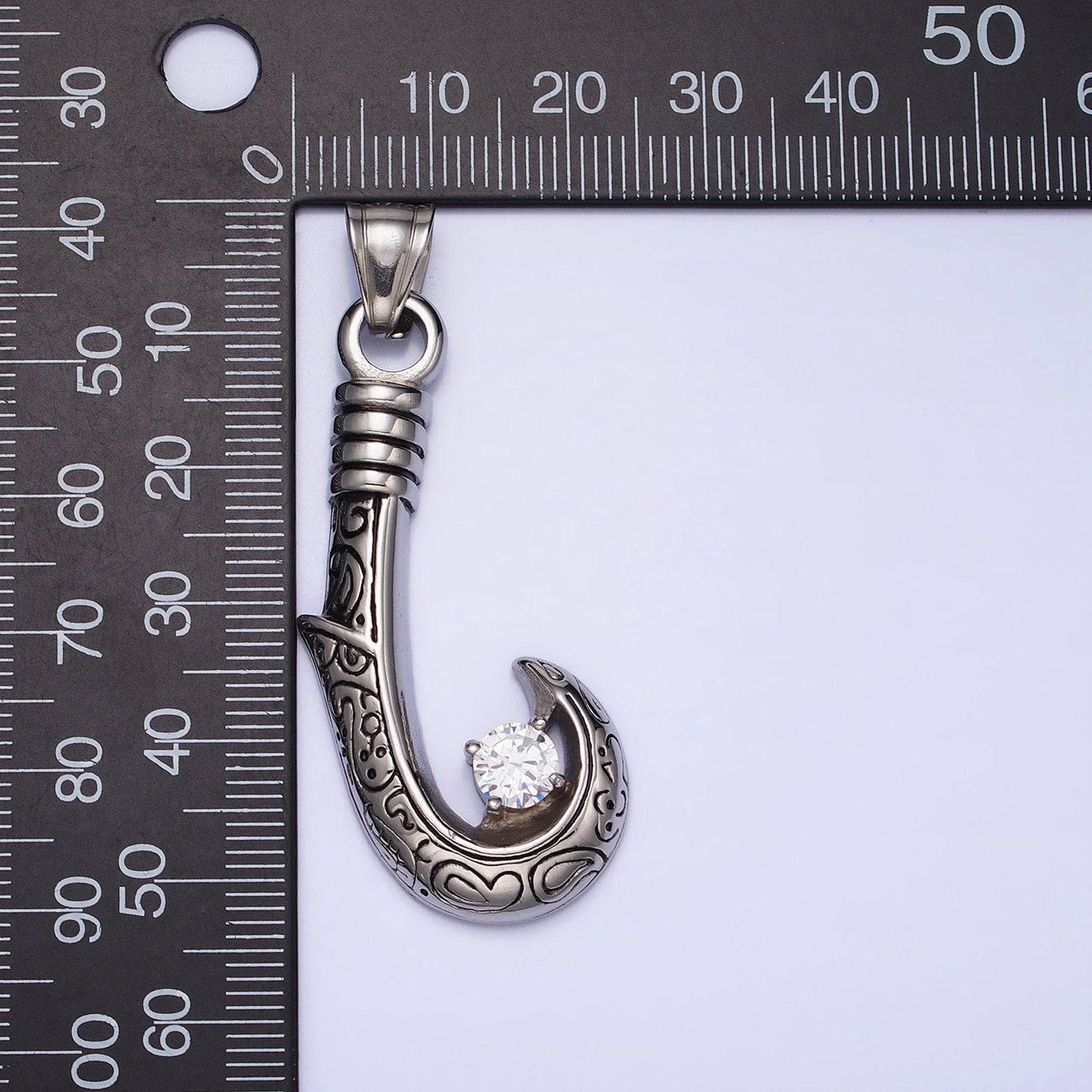 Men hawaiian fishing fish hook pendant necklace stainless steel jewelry heavy weight jewelry statement necklace supply | p-1104