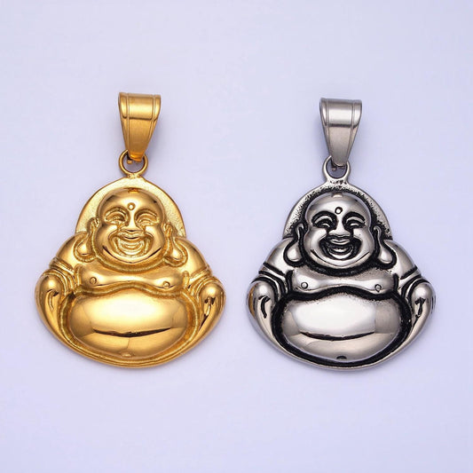 Stainless steel buddha pendant in silver & gold | p-1103