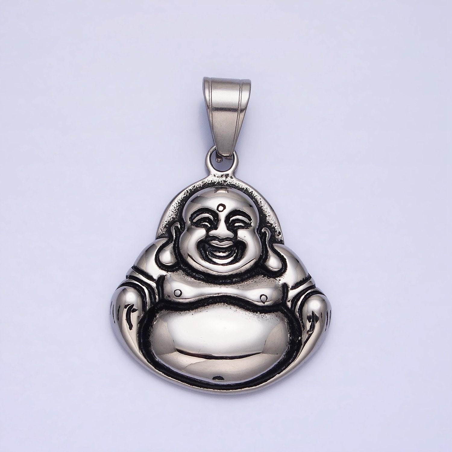 Stainless steel buddha pendant in silver & gold | p-1103