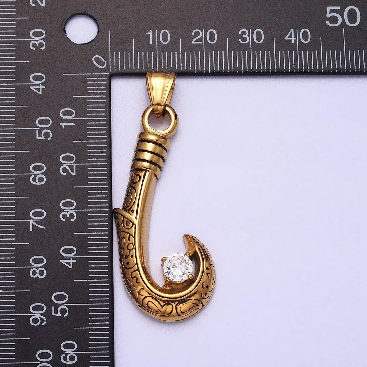 Men hawaiian fishing fish hook pendant necklace stainless steel jewelry heavy weight jewelry statement necklace supply | p-1104