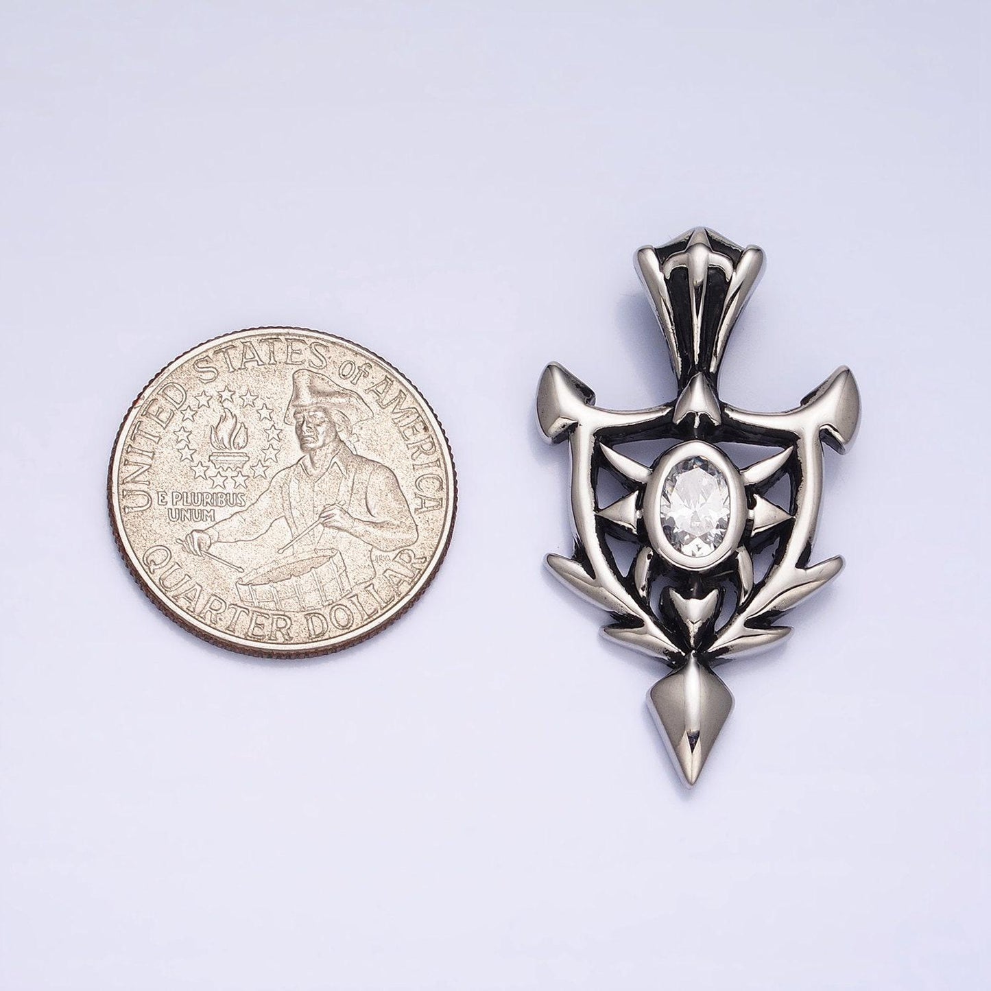 Stainless steel shield pendant cz knight warrior charm for men jewelry component p-1101
