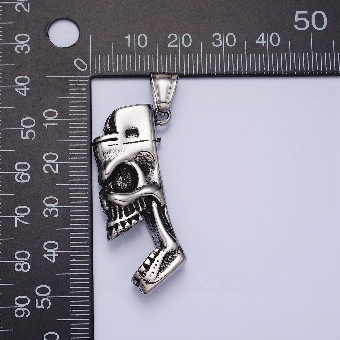 Men skull pendant biker stainless steel skull lighter totem pendant necklace for statement jewelry necklace | p-1102