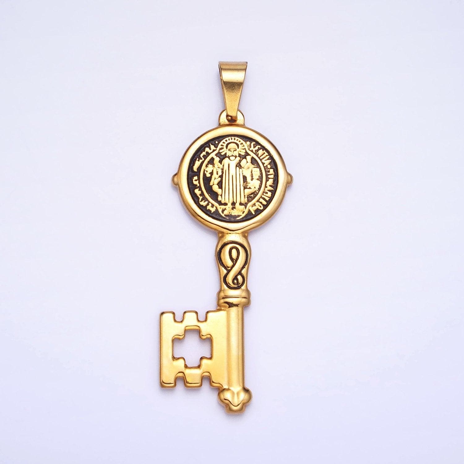 Stainless steel saint benedict key pendant religious pendant san benito double sided pendant for necklace component p-1089 p-1090
