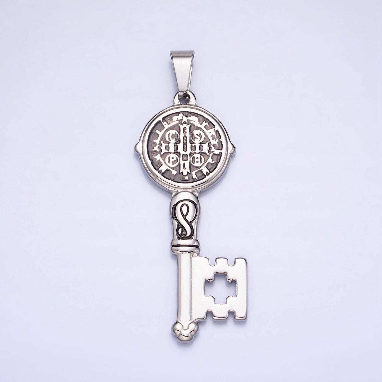 Stainless steel saint benedict key pendant religious pendant san benito double sided pendant for necklace component p-1089 p-1090