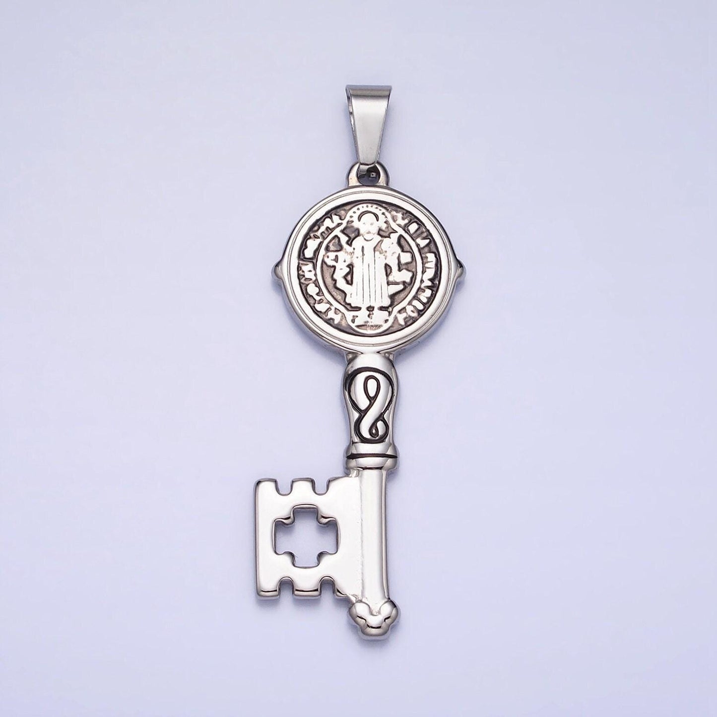 Stainless steel saint benedict key pendant religious pendant san benito double sided pendant for necklace component p-1089 p-1090