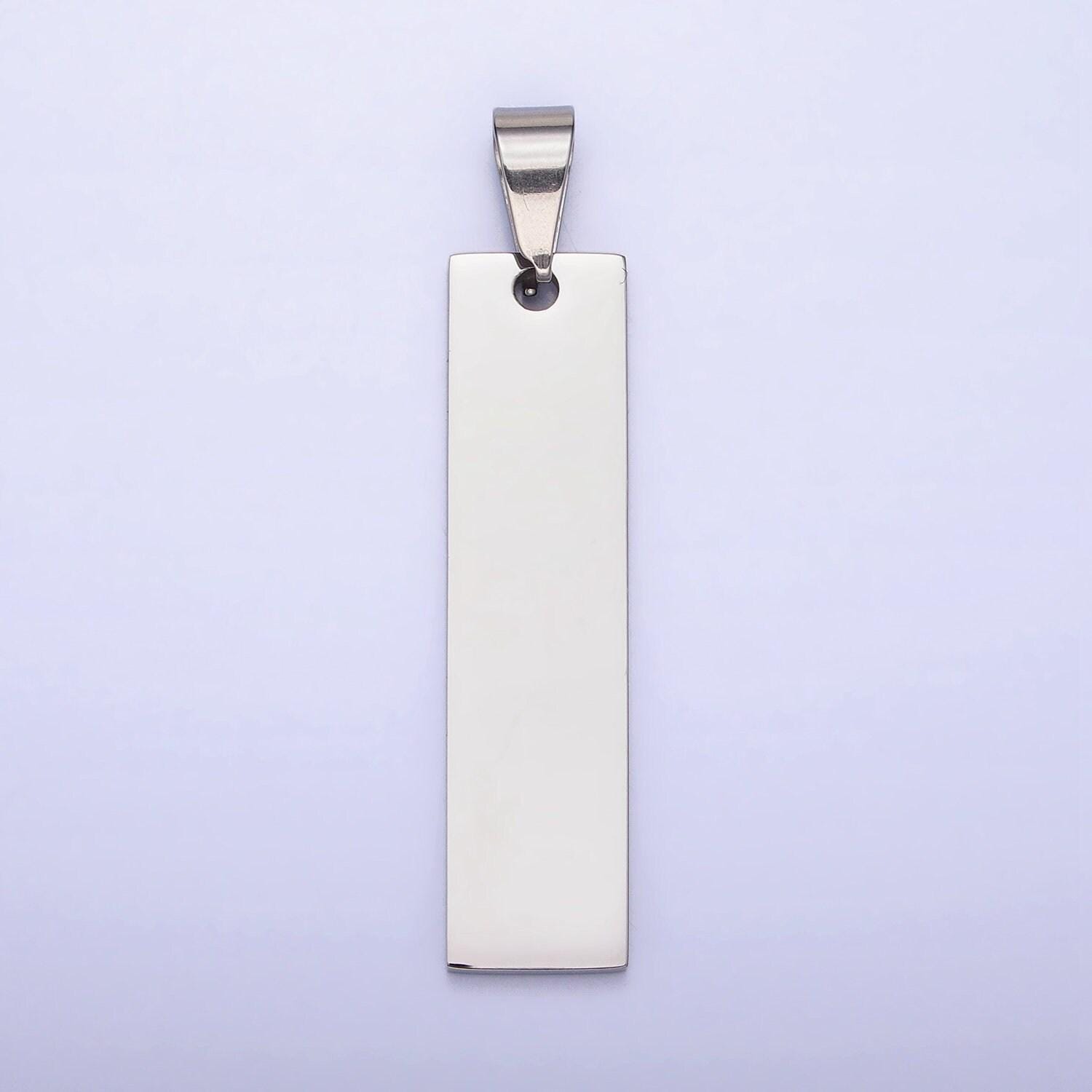 Stainless steel personalized vertical bar pendant flat name 3d pendant, engrave name date coordinate bar pendant p-1087 p-1088
