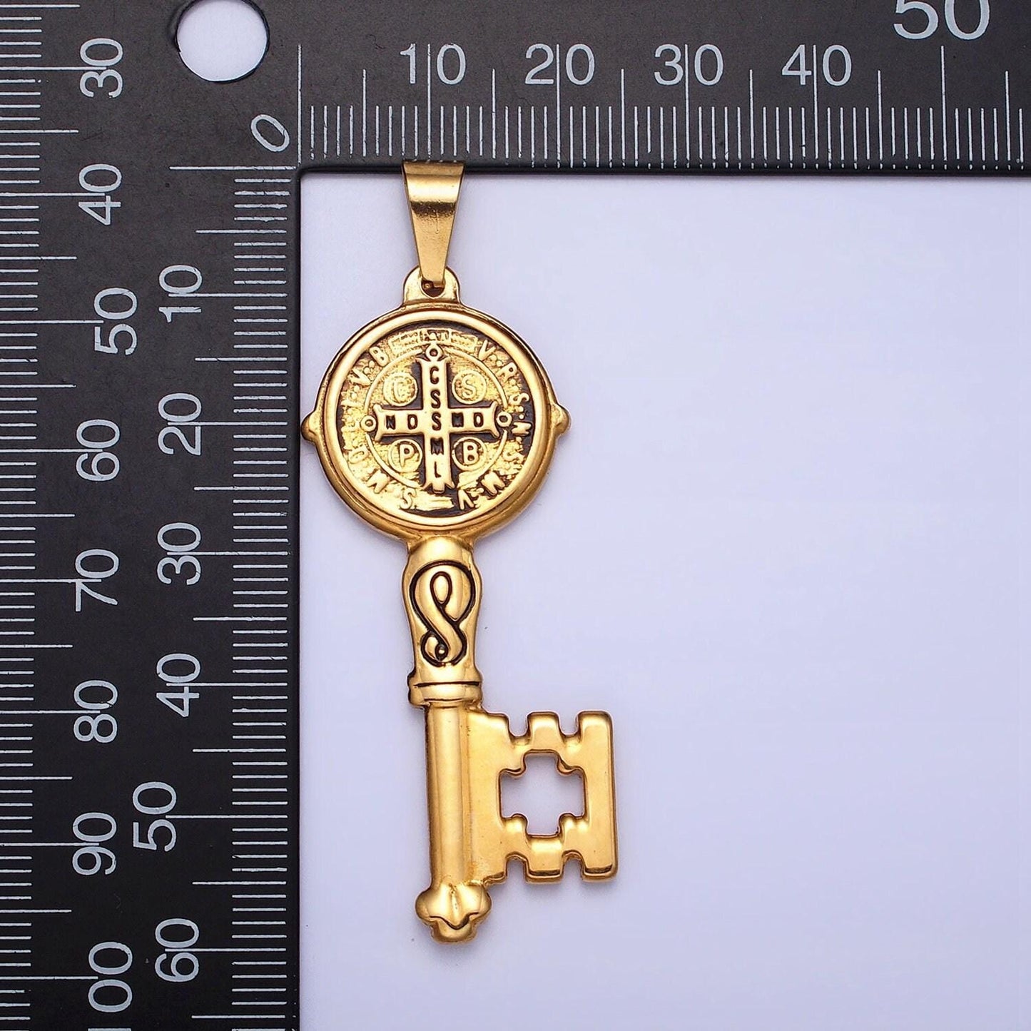 Stainless steel saint benedict key pendant religious pendant san benito double sided pendant for necklace component p-1089 p-1090
