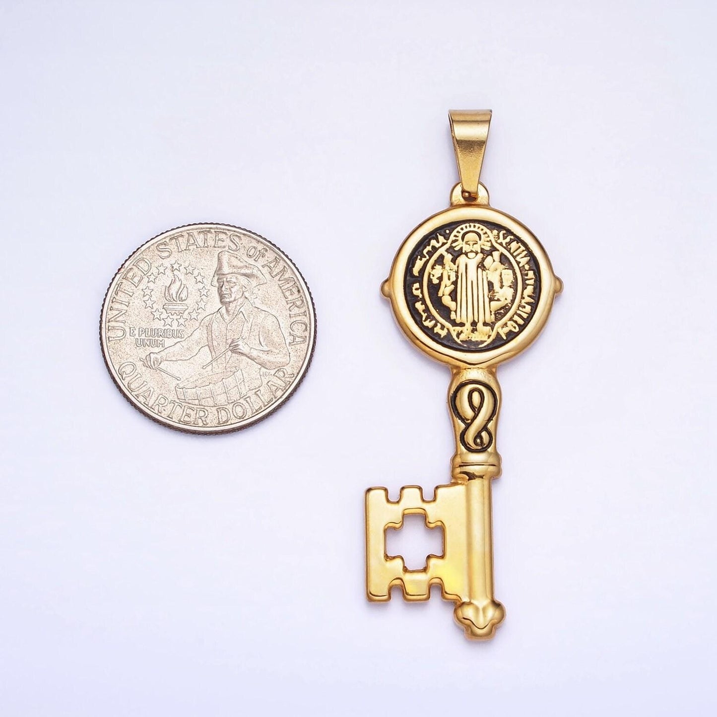 Stainless steel saint benedict key pendant religious pendant san benito double sided pendant for necklace component p-1089 p-1090