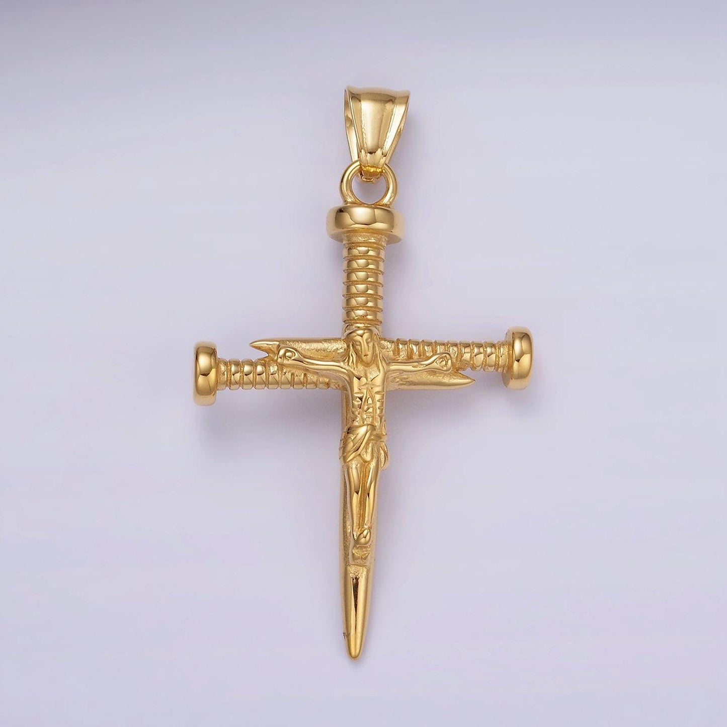 Stainless steel jesus crucifix nail religious cross pendant | p1064