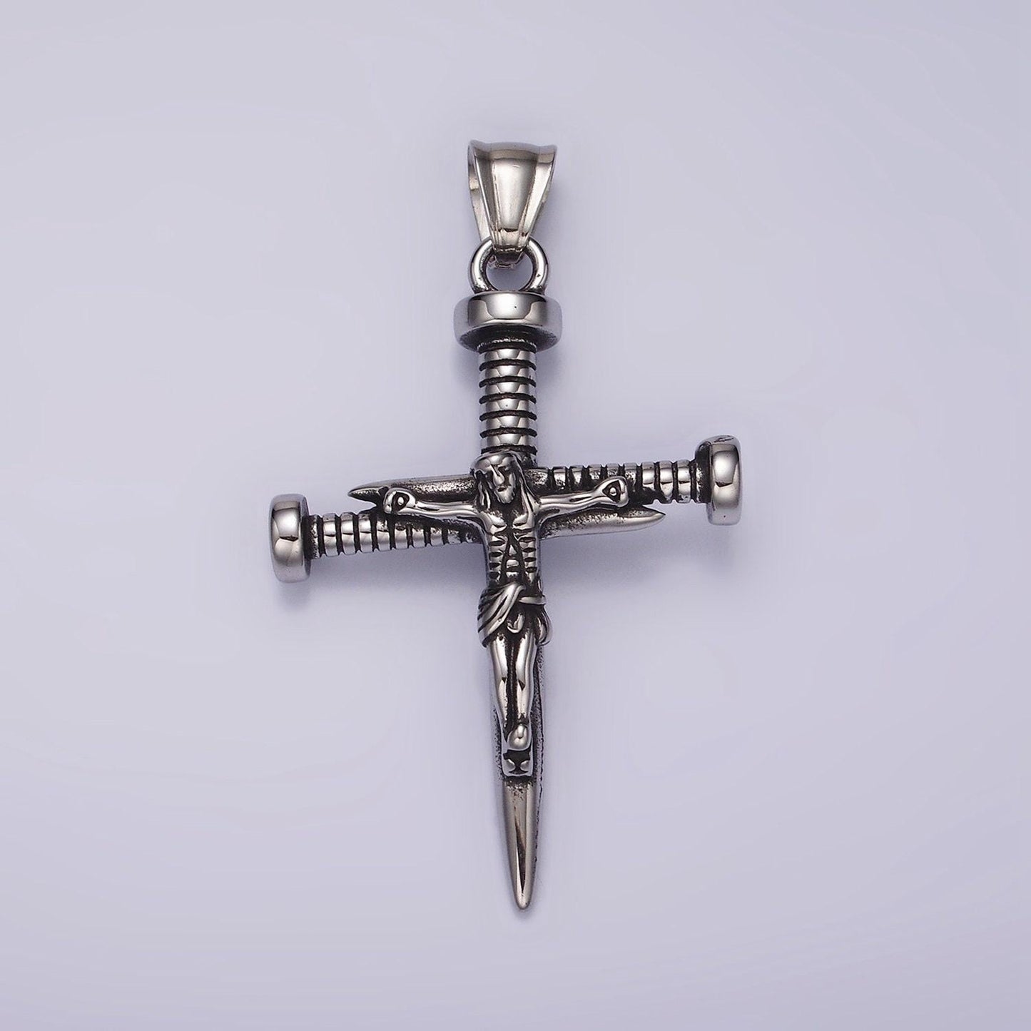 Stainless steel jesus crucifix nail religious cross pendant | p1064
