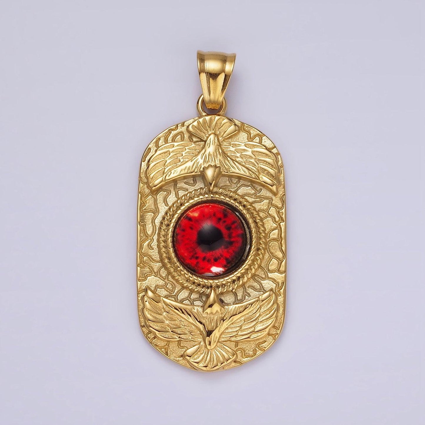 Red eyeball pendant gold stainless steel horror jewelry - monster eyeball necklace charm p1073