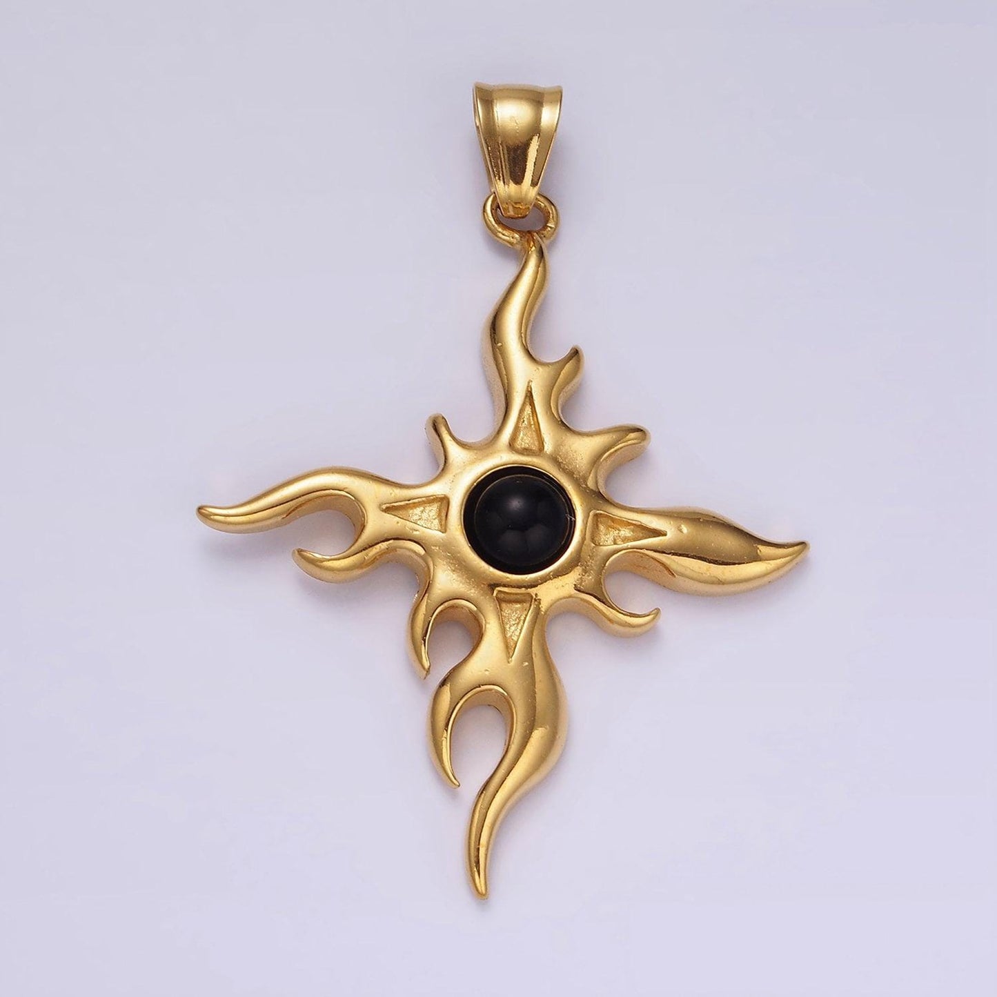 Stainless steel 60mm celestial sun star flame fire pendant | p1056