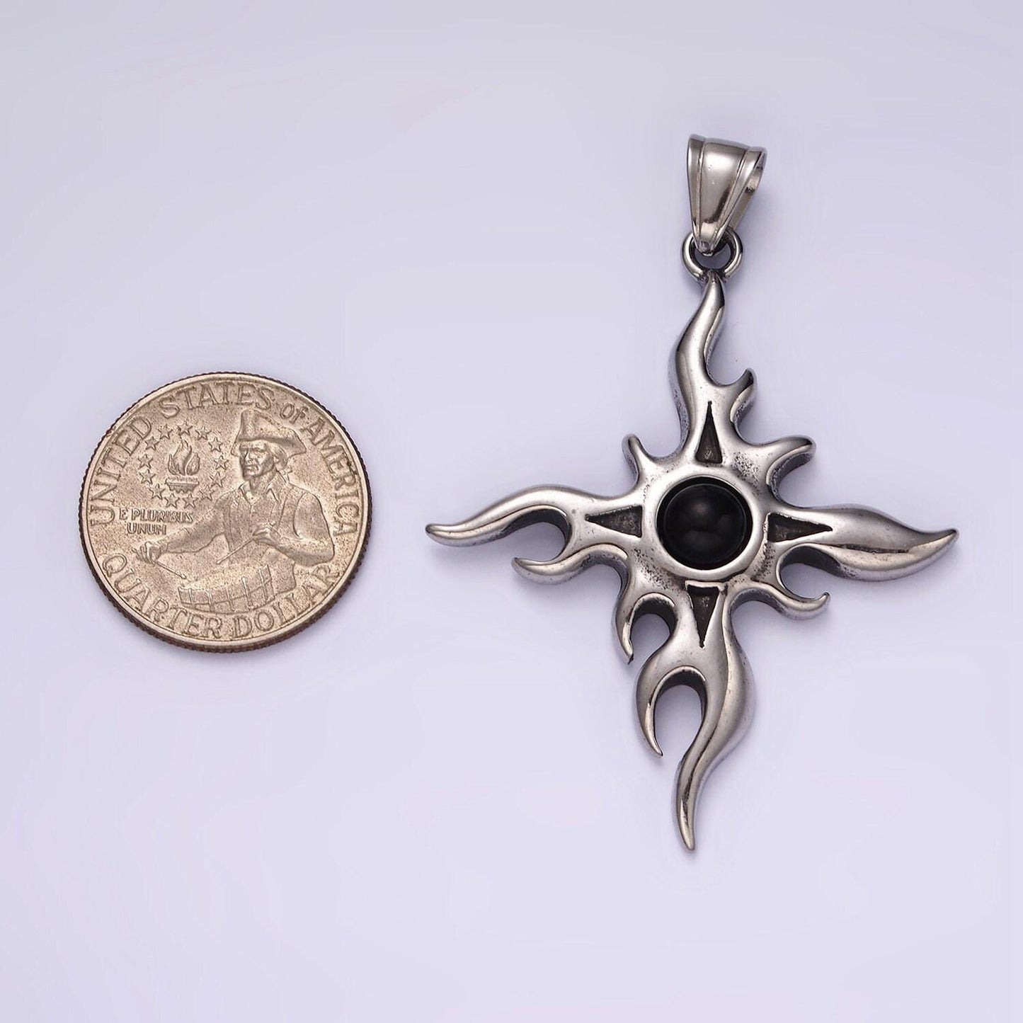 Stainless steel 60mm celestial sun star flame fire pendant | p1056
