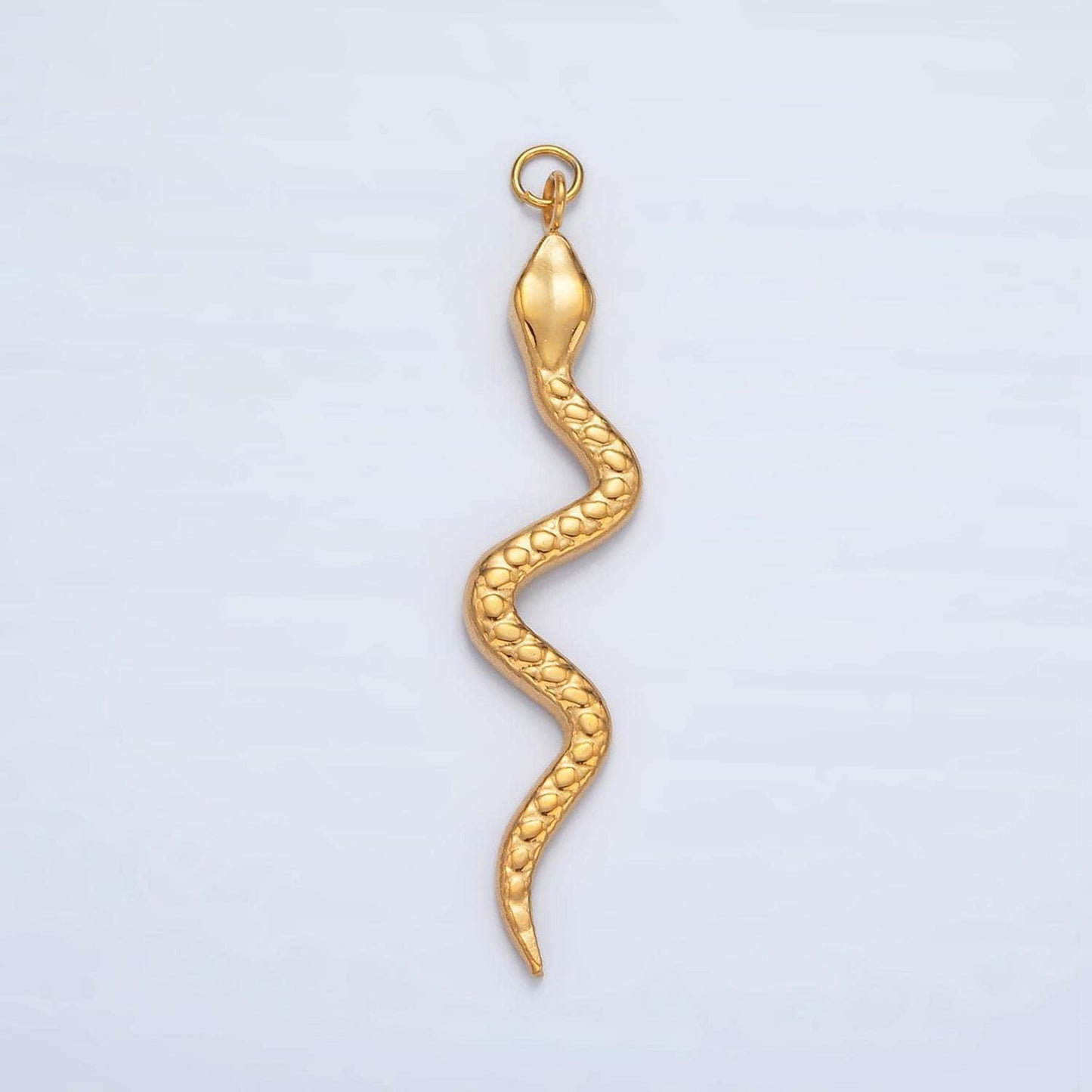 Stainless steel long slithering textured snake pendant | p-1045