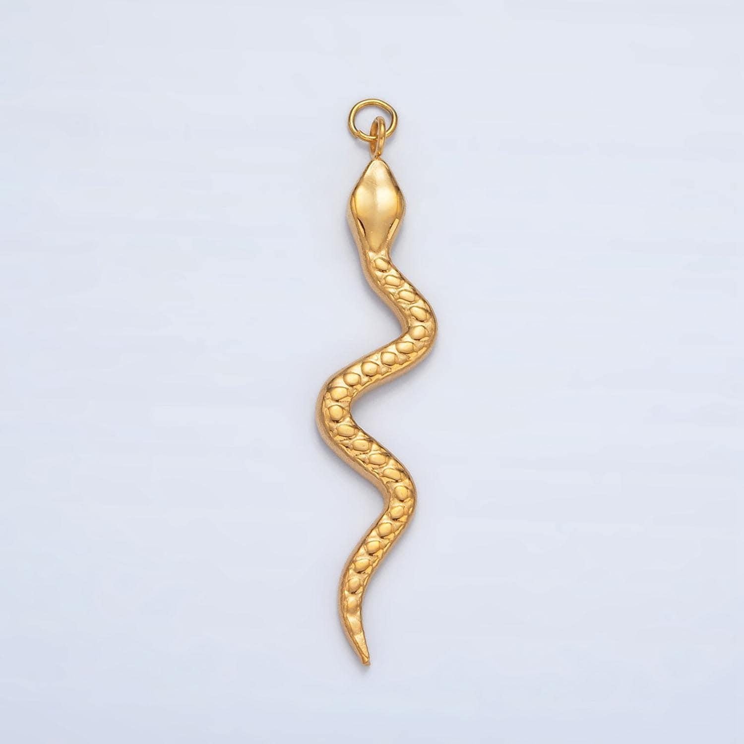 Stainless steel long slithering textured snake pendant | p-1045