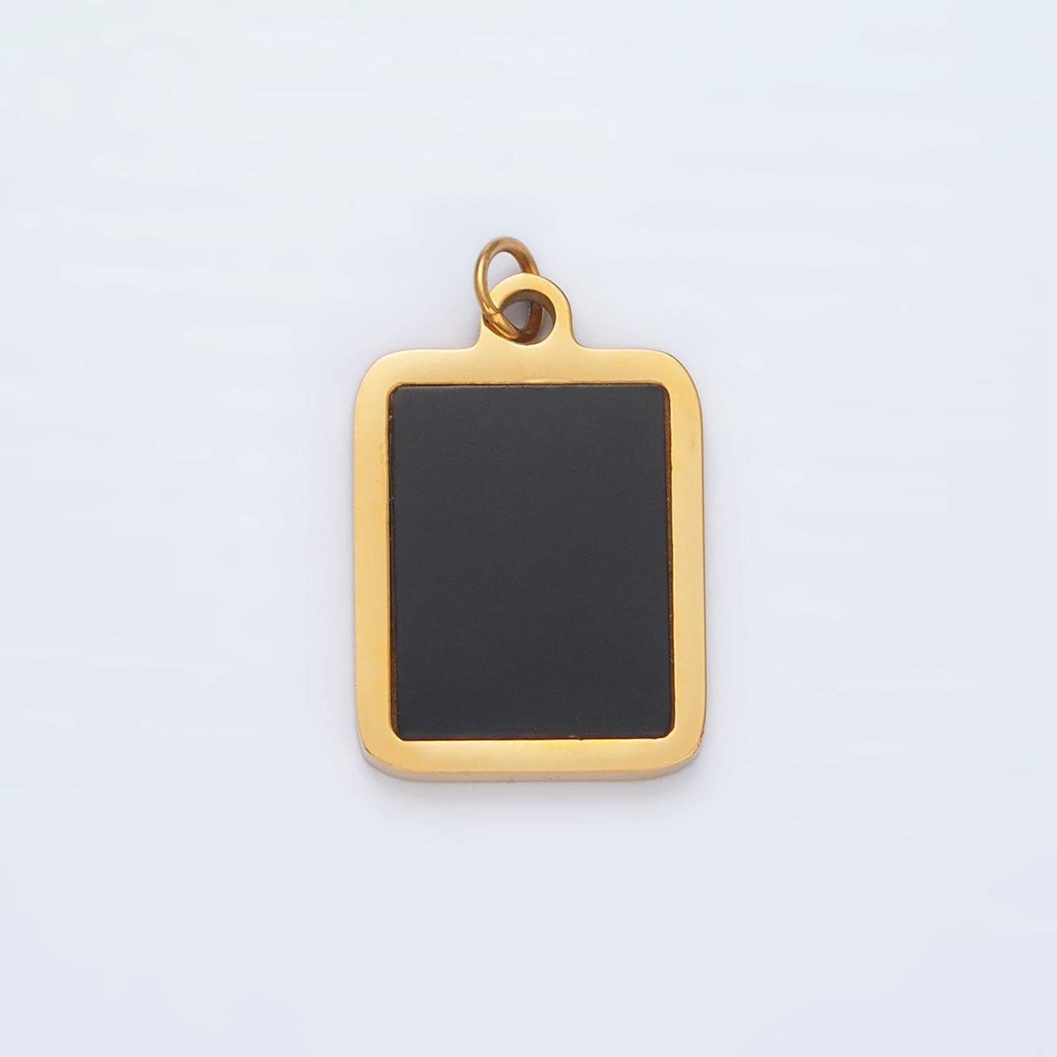 Stainless steel black enamel rectangular charm | p-1041
