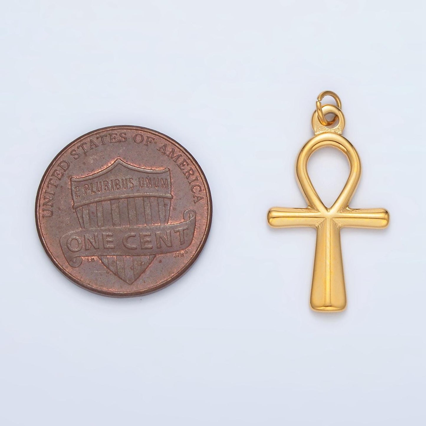 Stainless steel 25mm religious gold ankh cross minimal charm | p-1037