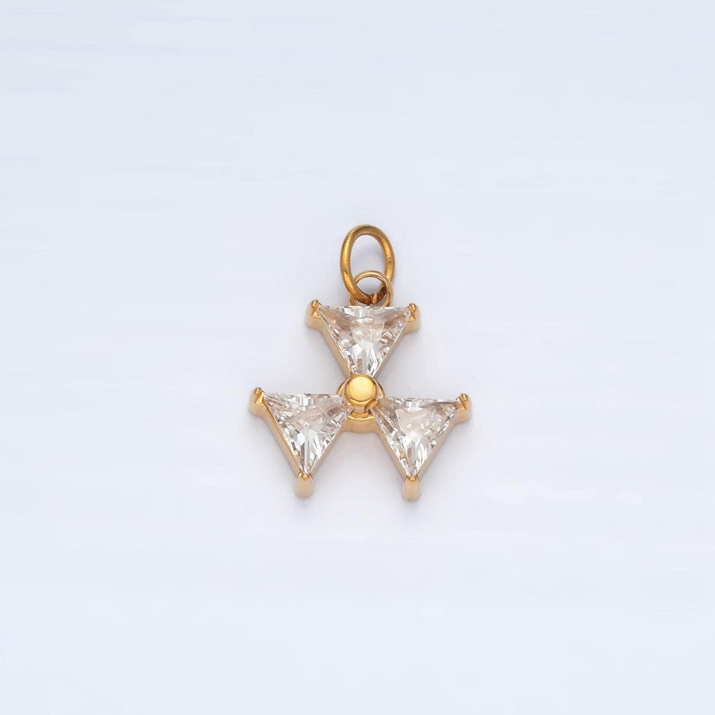 Stainless steel mini triple triangle cz charm | p-1035