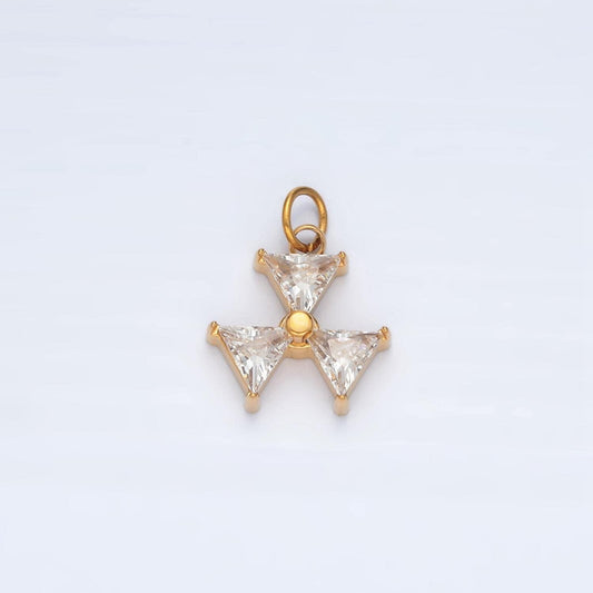 Stainless steel mini triple triangle cz charm | p-1035