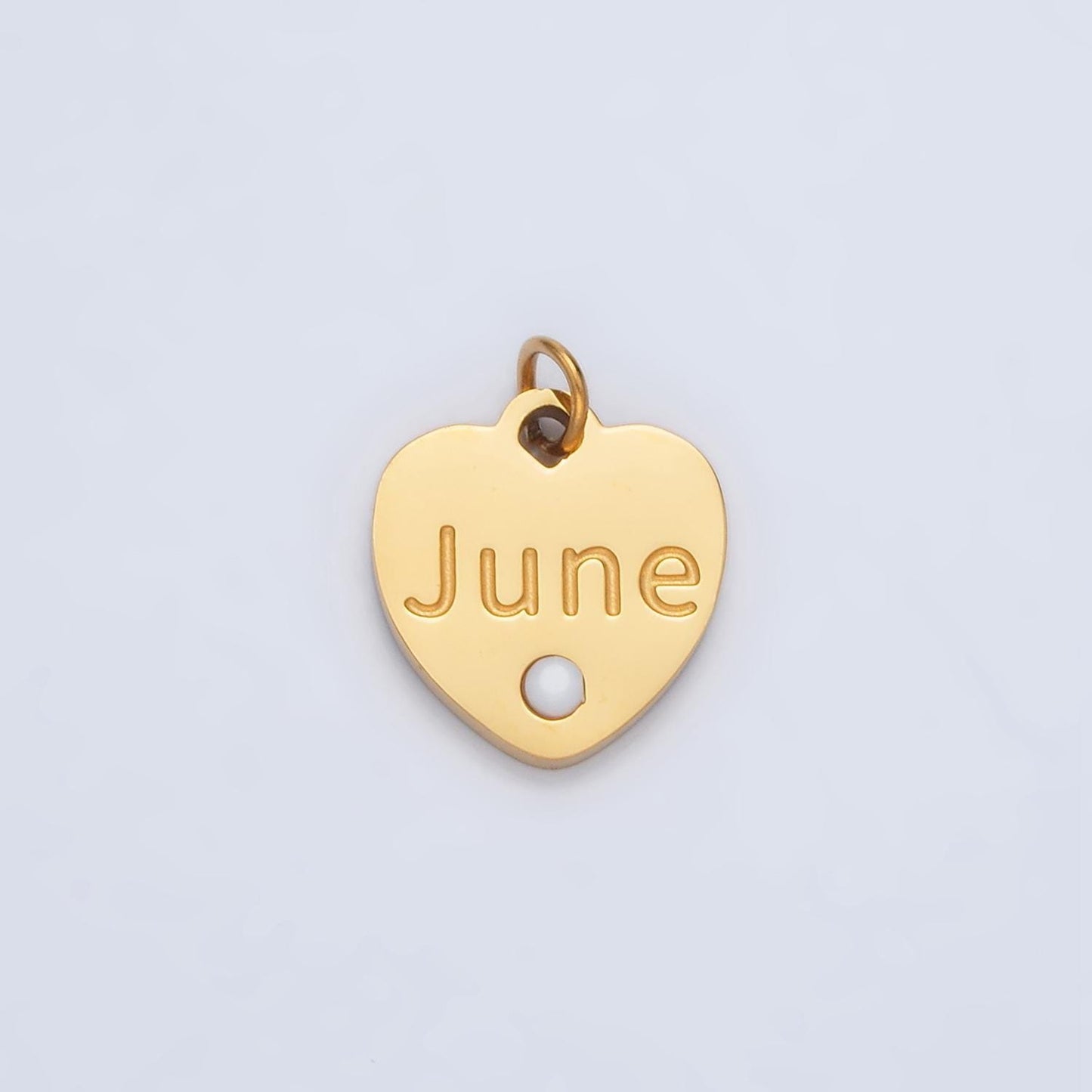 Dainty heart gold stainless steel birthstone cz personalized charm for birthday jewelry gift idea | p1023