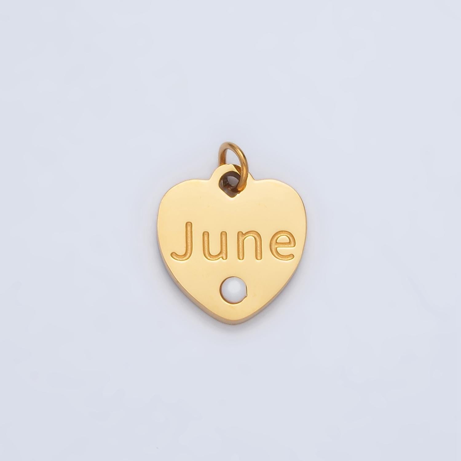 Dainty heart gold stainless steel birthstone cz personalized charm for birthday jewelry gift idea | p1023