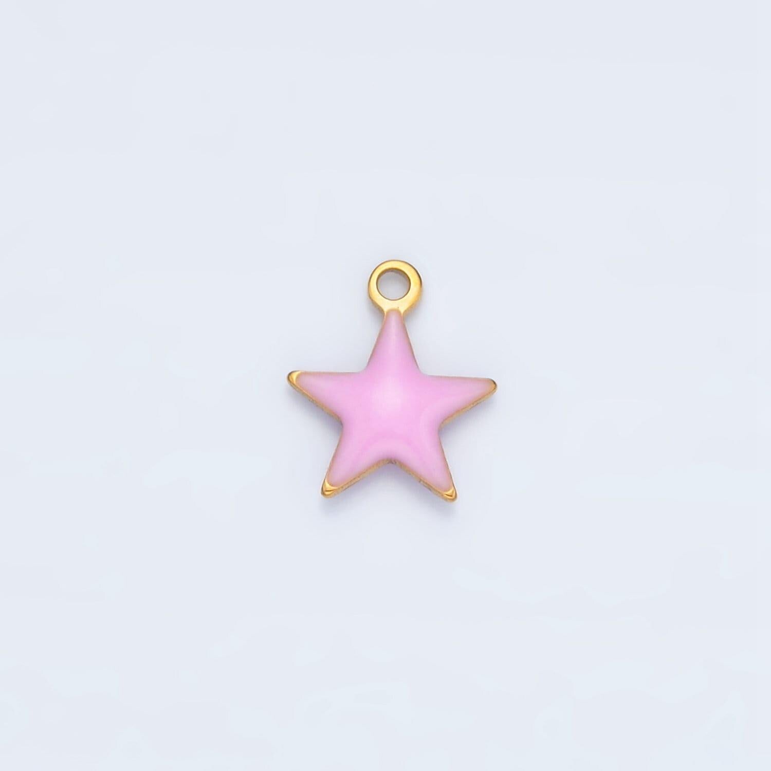 Tiny enamel gold charms double sided star enamel stainless steel for charm bar teal pink white charm for bracelet necklace p1018
