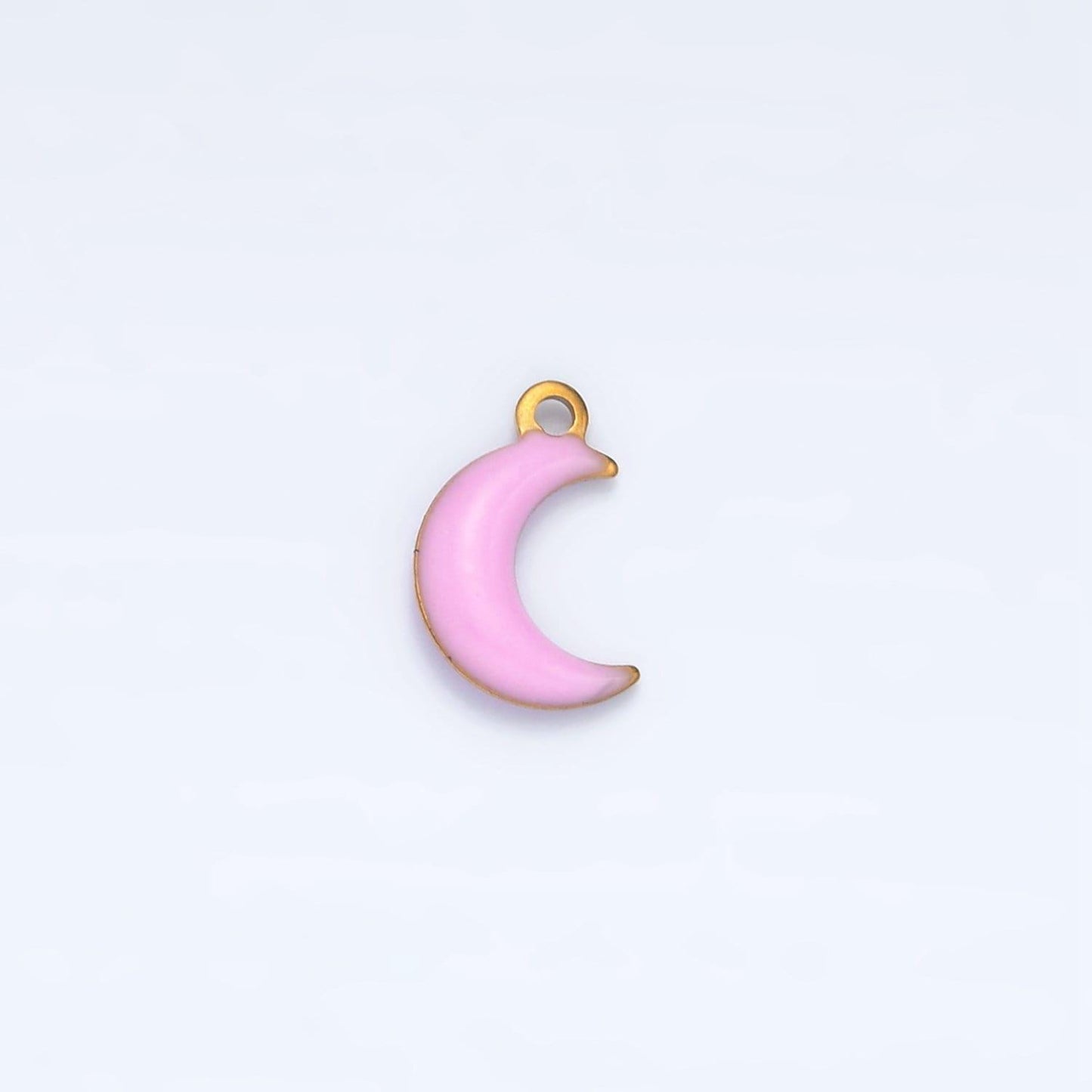 Tiny enamel gold charms double sided moon enamel stainless steel for charm bar teal pink white charm for bracelet necklace p1018