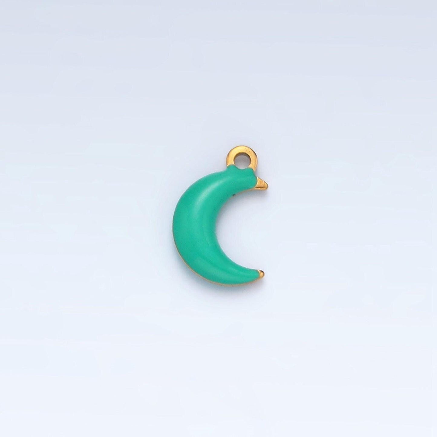 Tiny enamel gold charms double sided moon enamel stainless steel for charm bar teal pink white charm for bracelet necklace p1018