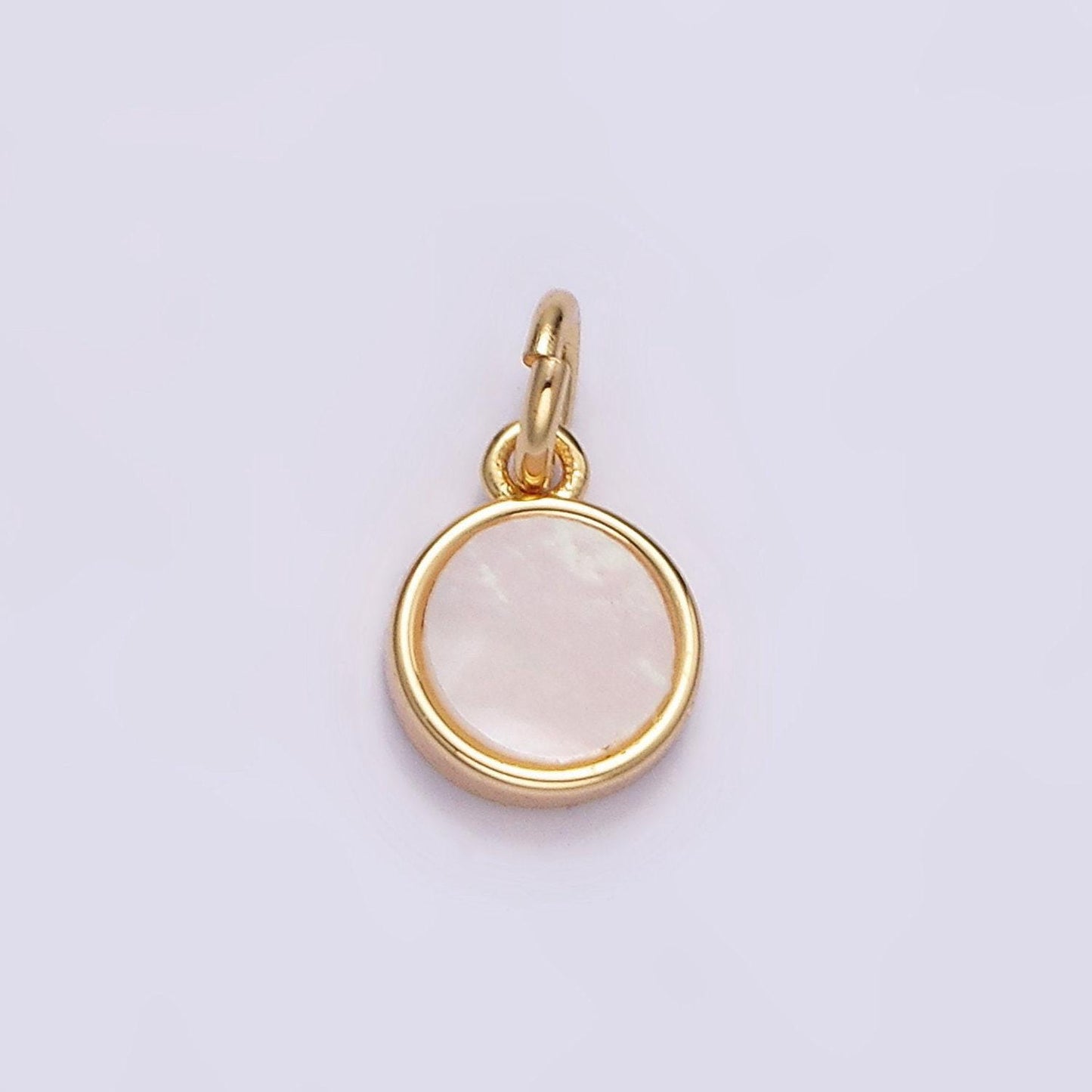 16k gold filled 6mm round shell pearl minimalist bezel mini add-on charm | n1497