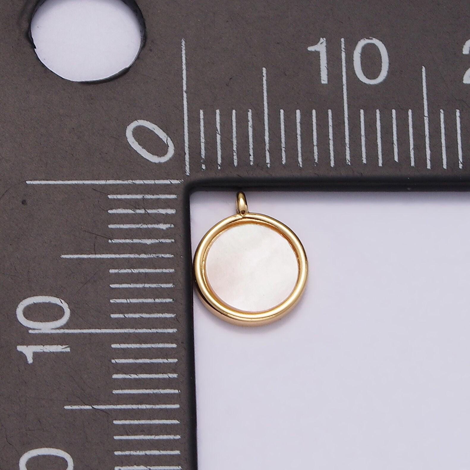16k gold filled 7mm shell pearl minimalist bezel pendant charm for bracelet necklace component | n1495