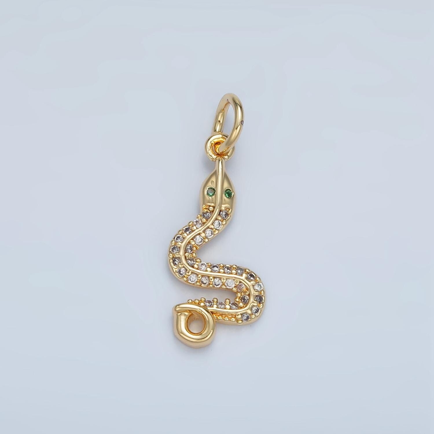 Mini 24k gold filled snake charm, gold snake pendant charm, charm, for serpent animal jewelry dangle charm n1394