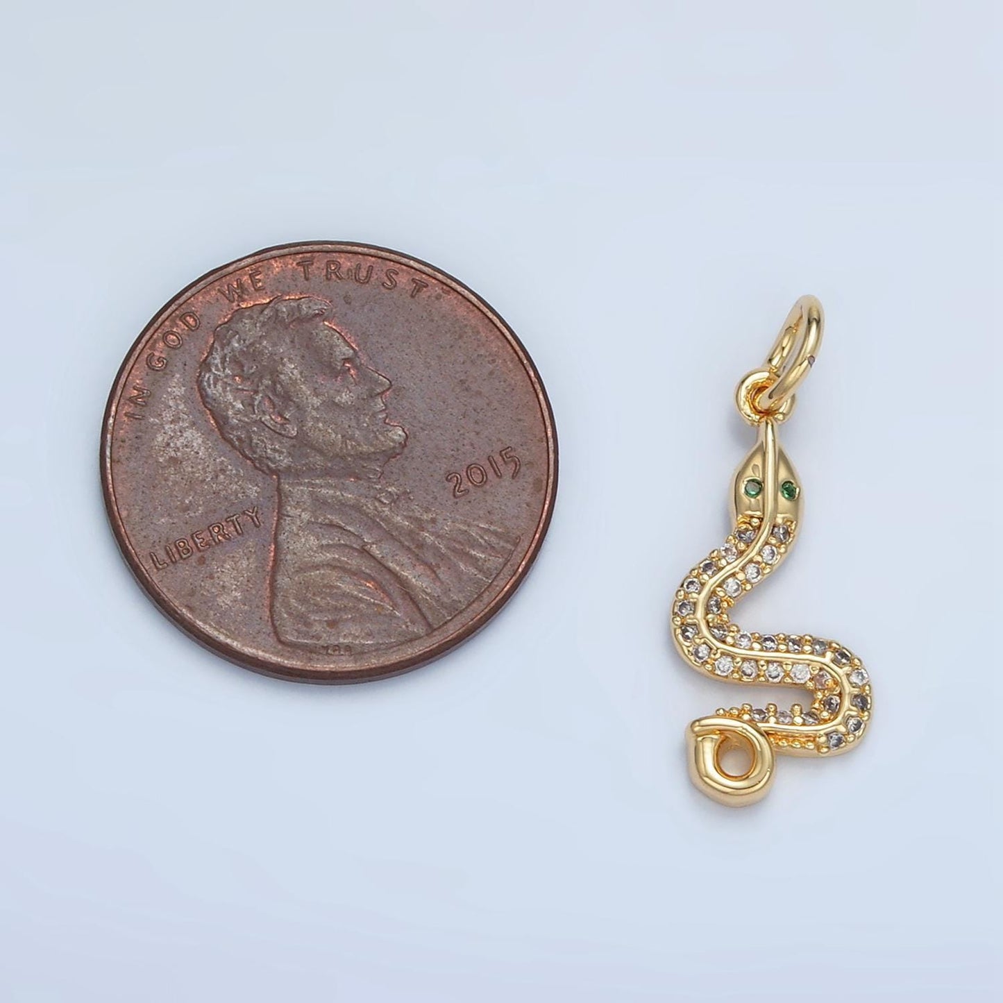 Mini 24k gold filled snake charm, gold snake pendant charm, charm, for serpent animal jewelry dangle charm n1394