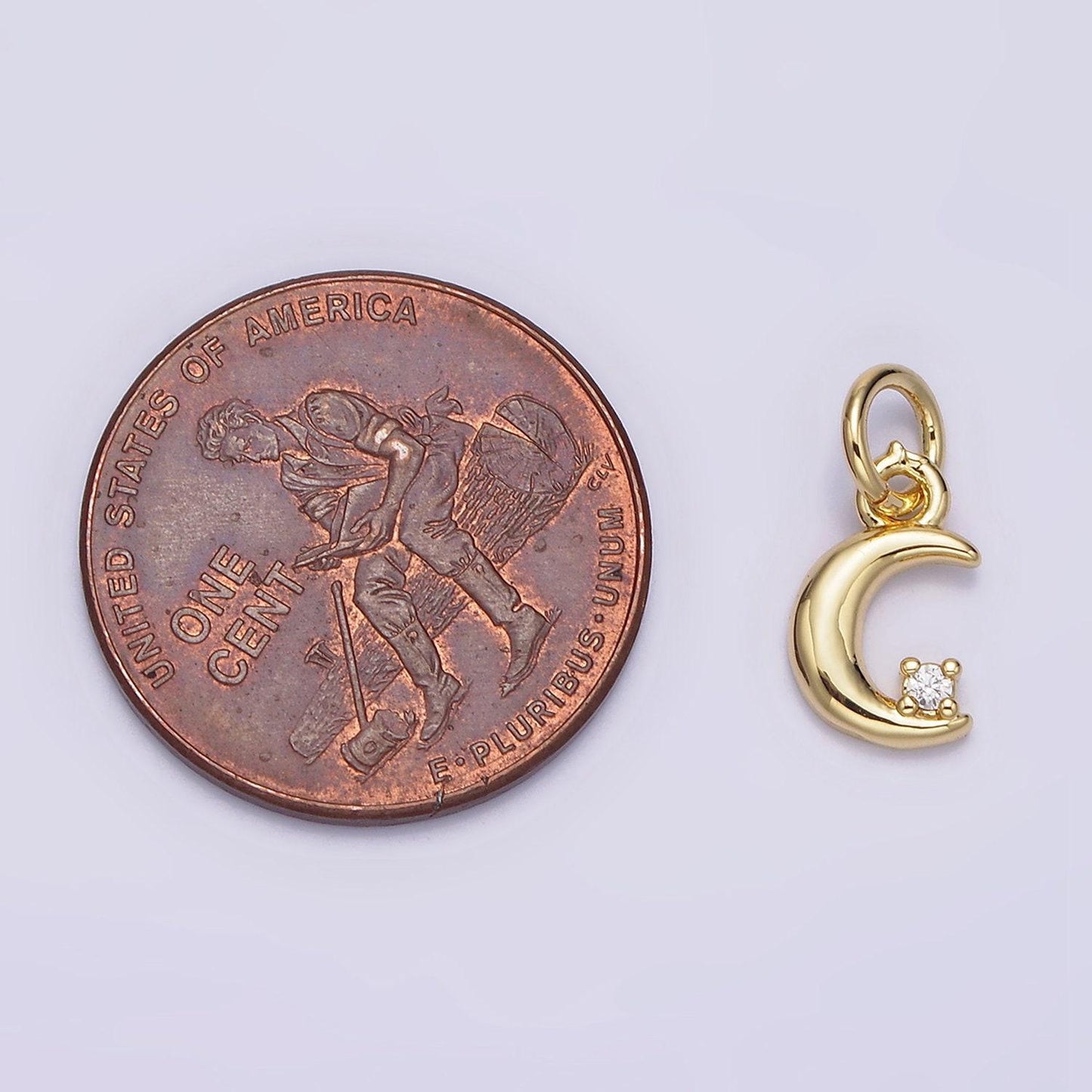 Mini moon charm, micro pave cz small crescent moon charms, dainty pave moon charm, dangle charms for jewelry supply n-976