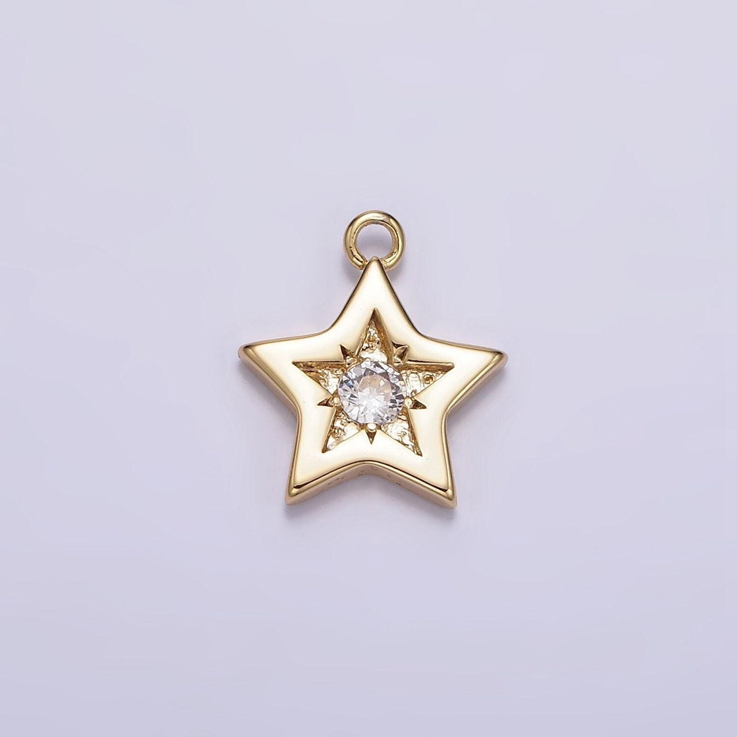 16k gold filled mini clear cz celestial star add-on charm | n956