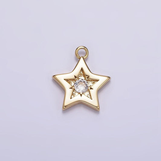 16k gold filled mini clear cz celestial star add-on charm | n956