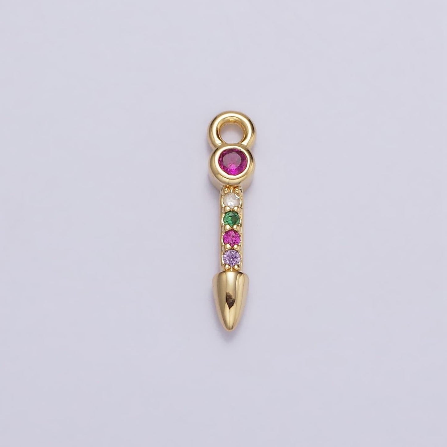16k gold filled multicolor cz micro paved arrow spear add-on charm | n952