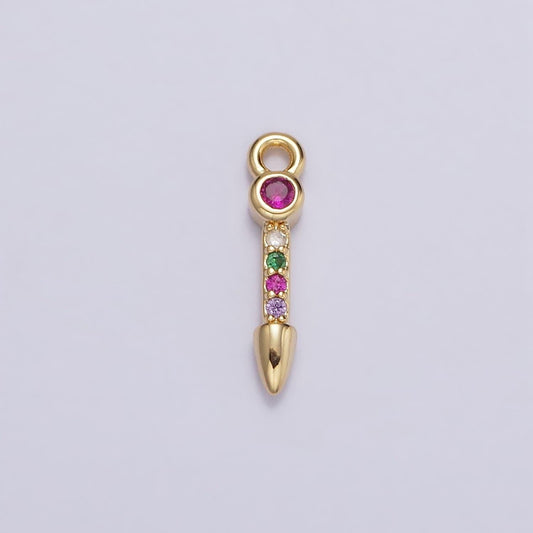 16k gold filled multicolor cz micro paved arrow spear add-on charm | n952