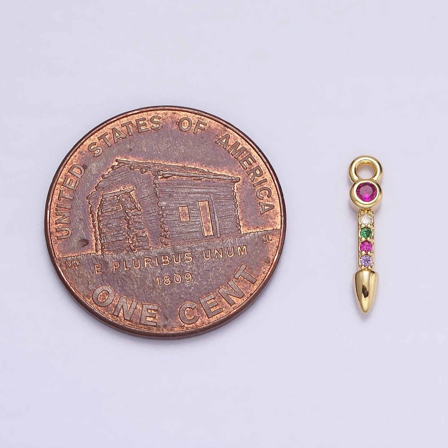 16k gold filled multicolor cz micro paved arrow spear add-on charm | n952