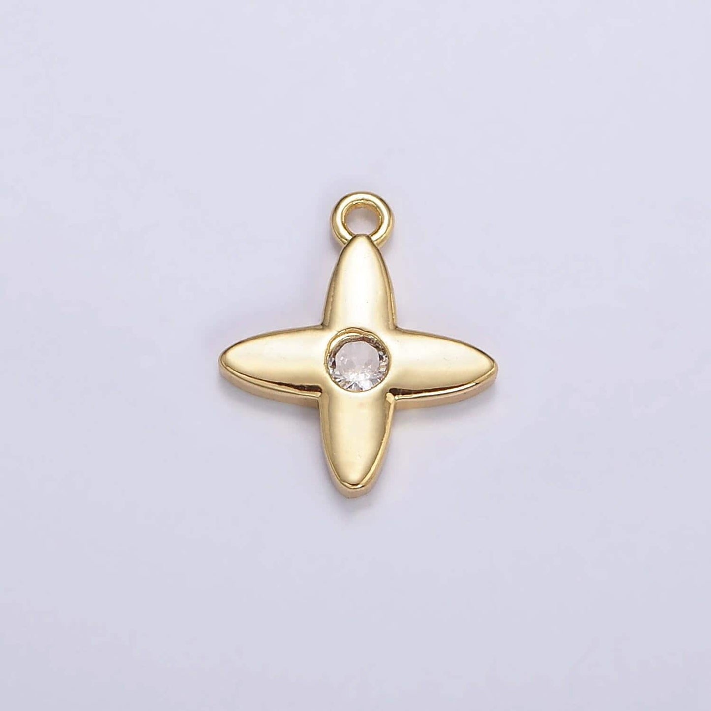 16k gold filled green, clear cz flower star add-on charm | n948 n949