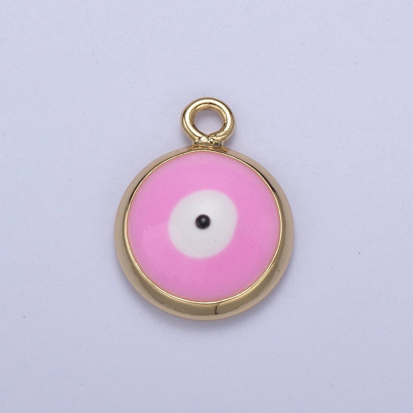 1x dainty gold enamel evil eyes pendant, 6 colors 24k gold filled | diy amulet charm add on necklace bracelet | n-930