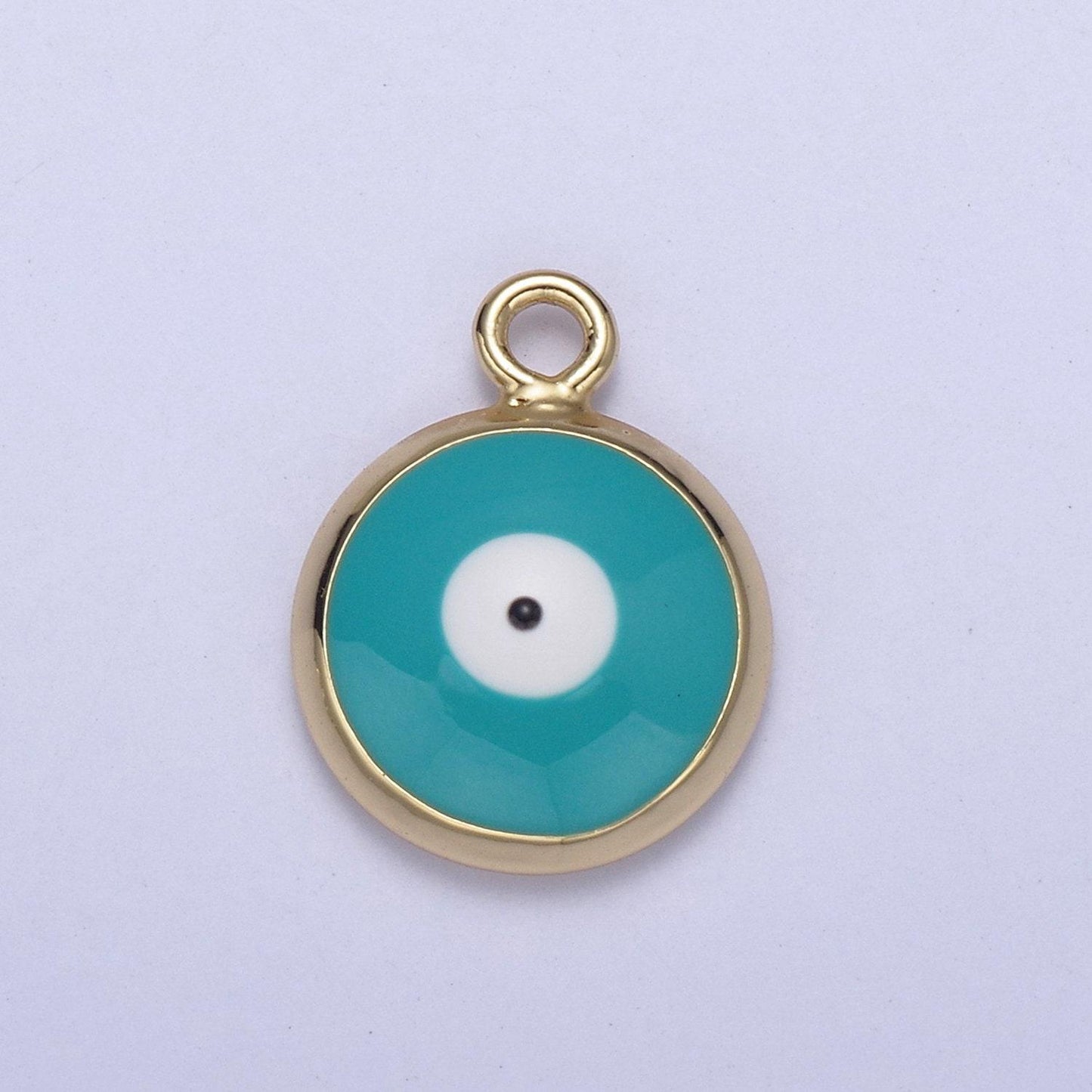 1x dainty gold enamel evil eyes pendant, 6 colors 24k gold filled | diy amulet charm add on necklace bracelet | n-930