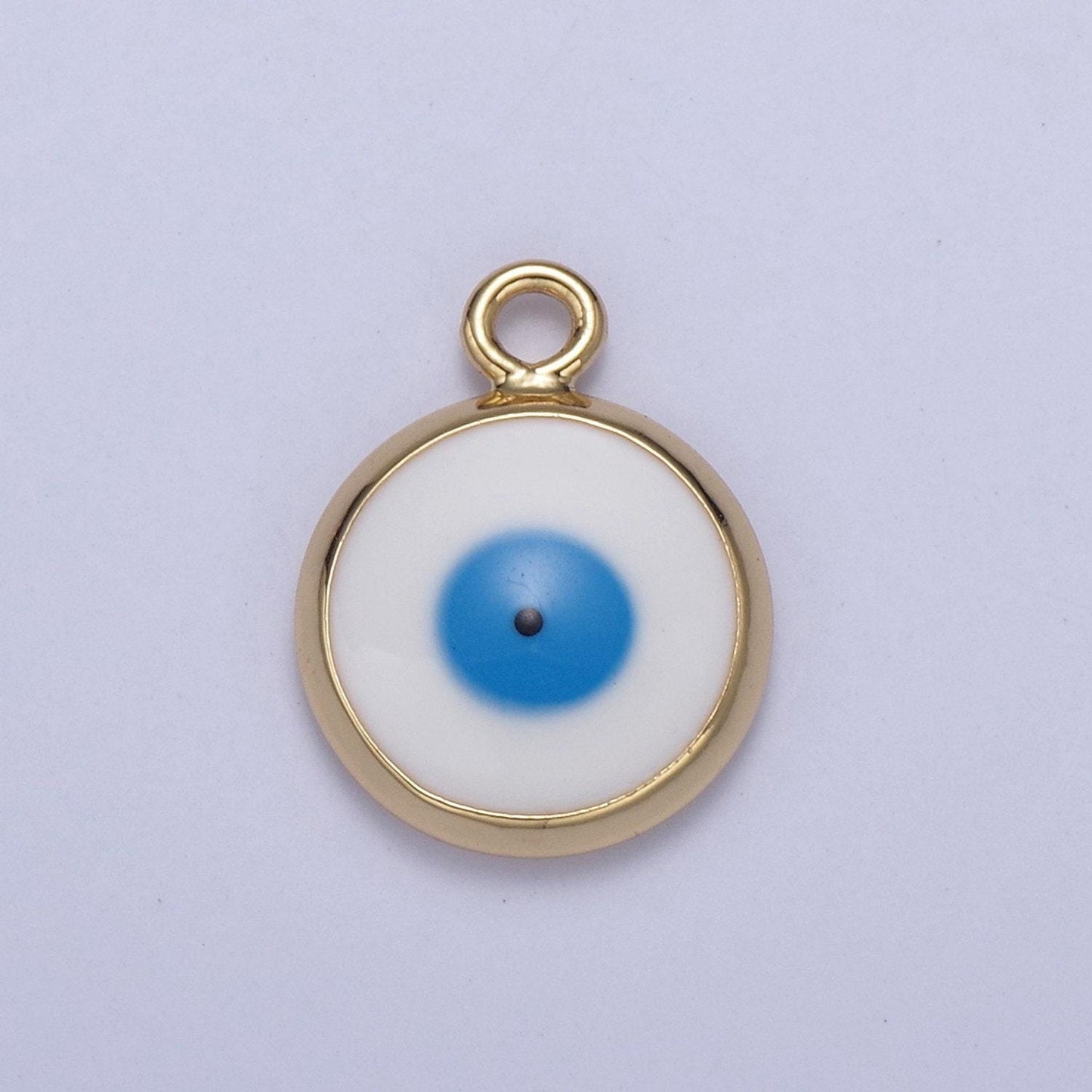 1x dainty gold enamel evil eyes pendant, 6 colors 24k gold filled | diy amulet charm add on necklace bracelet | n-930