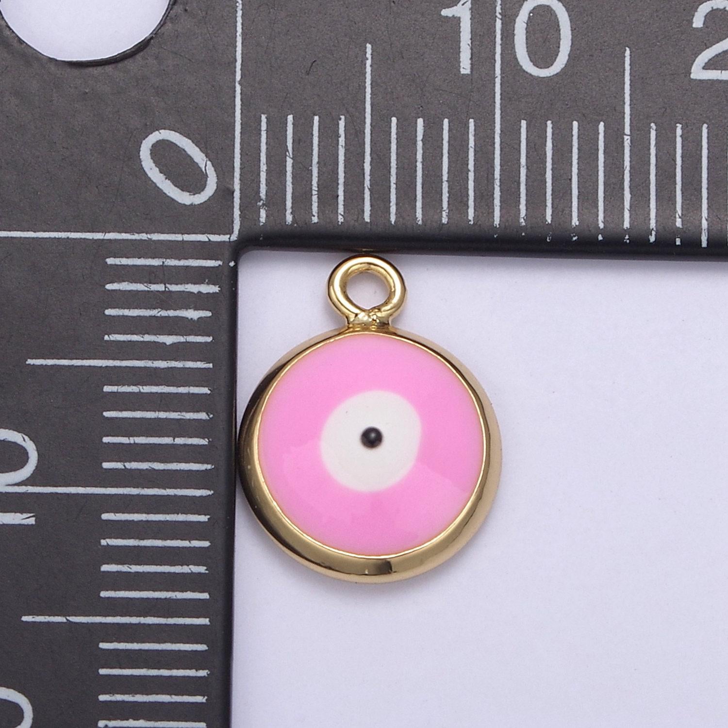1x dainty gold enamel evil eyes pendant, 6 colors 24k gold filled | diy amulet charm add on necklace bracelet | n-930