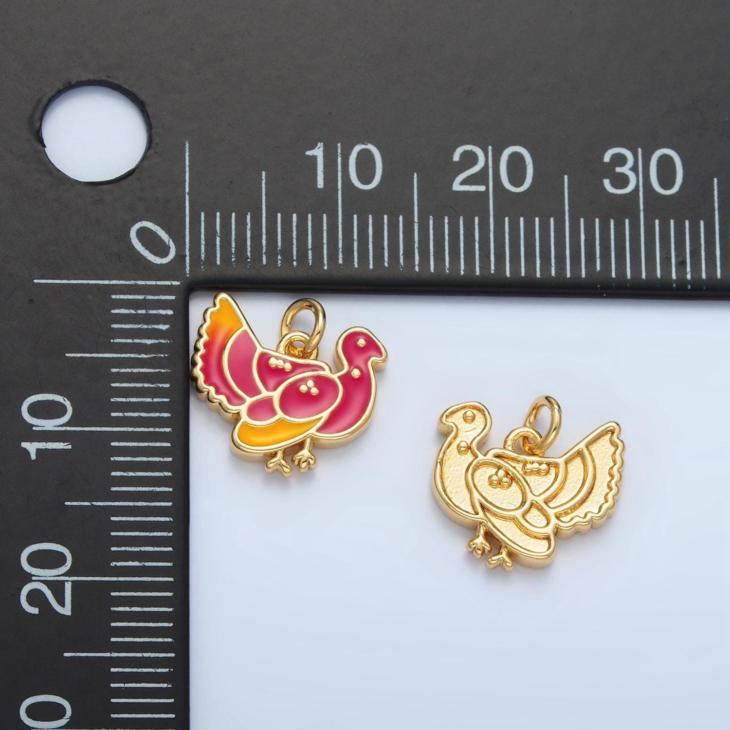 24k gold filled enamel charm for thanksgiving fall charm inspired bracelet necklace add-on charm turkey pumpkin squirrel pendant | n791