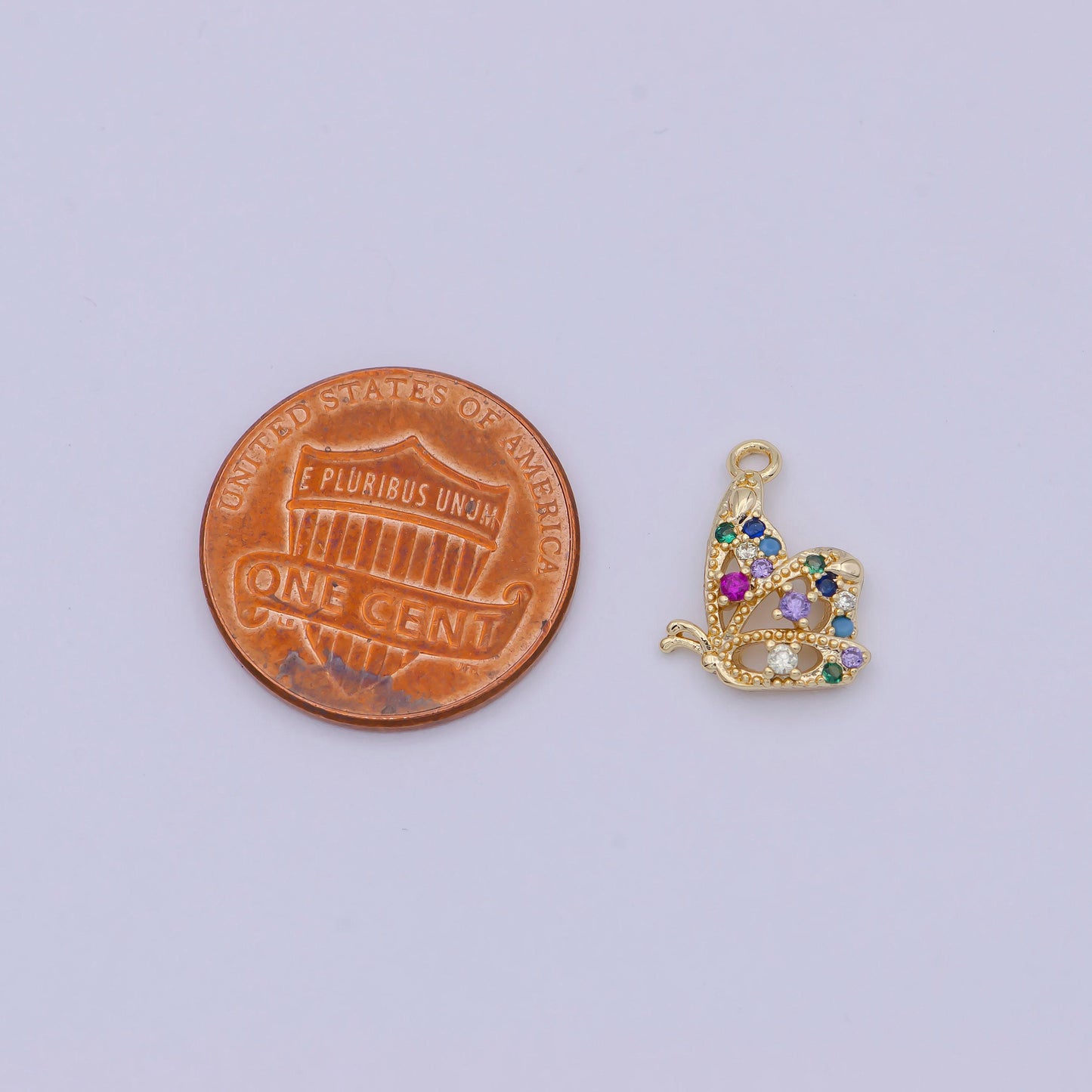 Mini gold butterfly charm with multi color cubic zirconia stone pendant, diy fashion jewelry making supply for necklace bracelet | n-922
